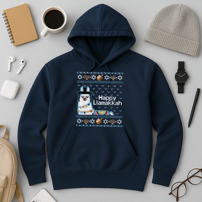 Funny Ugly Hanukkah Sweater, Llama Llamakkah Hoodie