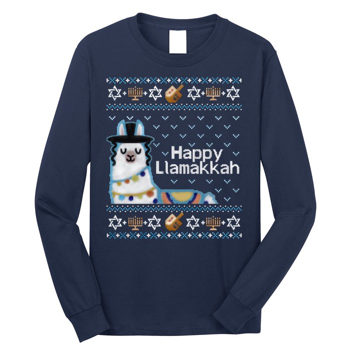 Funny Ugly Hanukkah Sweater, Llama Llamakkah Long Sleeve Shirt