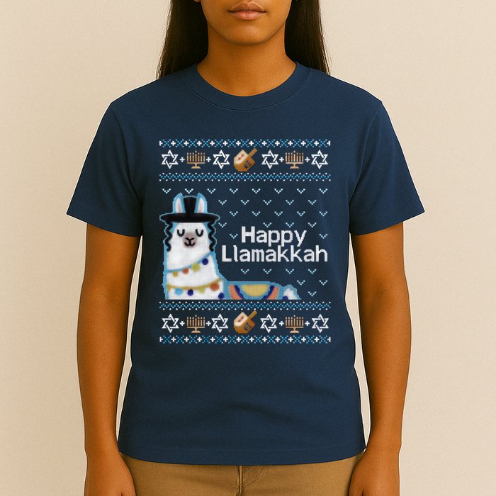 Funny Ugly Hanukkah Sweater, Llama Llamakkah T-Shirt