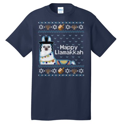 Funny Ugly Hanukkah Sweater, Llama Llamakkah Tall T-Shirt