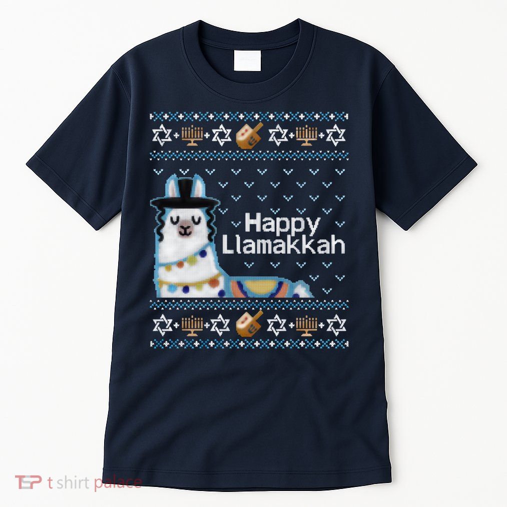 Funny Ugly Hanukkah Sweater, Llama Llamakkah Tall T-Shirt