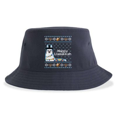 Funny Ugly Hanukkah Sweater, Llama Llamakkah Sustainable Bucket Hat