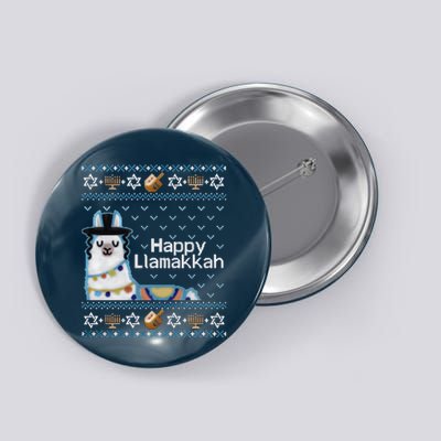 Funny Ugly Hanukkah Sweater, Llama Llamakkah Button