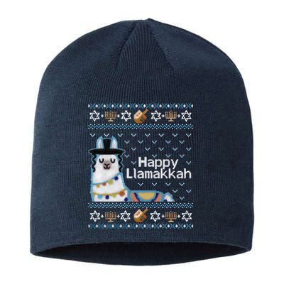 Funny Ugly Hanukkah Sweater, Llama Llamakkah Sustainable Beanie