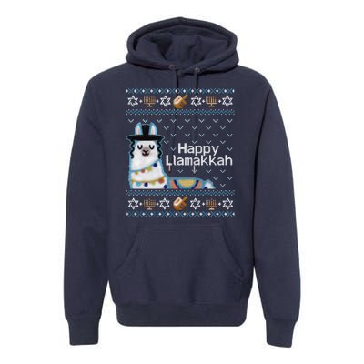 Funny Ugly Hanukkah Sweater, Llama Llamakkah Premium Hoodie