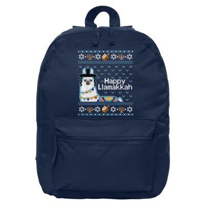 Funny Ugly Hanukkah Sweater, Llama Llamakkah 16 in Basic Backpack