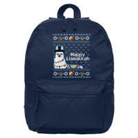 Funny Ugly Hanukkah Sweater, Llama Llamakkah 16 in Basic Backpack