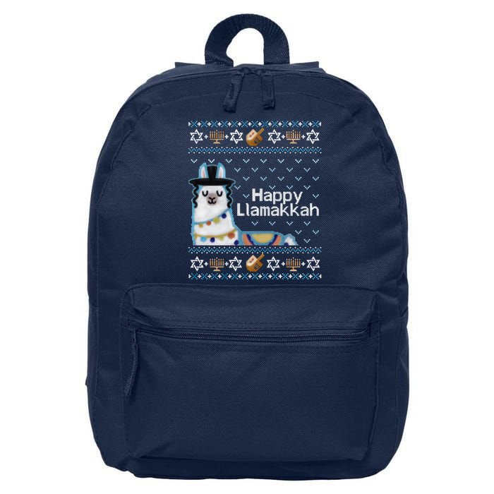 Funny Ugly Hanukkah Sweater, Llama Llamakkah 16 in Basic Backpack