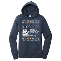 Funny Ugly Hanukkah Sweater, Llama Llamakkah Women's Pullover Hoodie