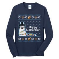 Funny Ugly Hanukkah Sweater, Llama Llamakkah Tall Long Sleeve T-Shirt