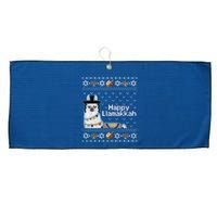 Funny Ugly Hanukkah Sweater, Llama Llamakkah Large Microfiber Waffle Golf Towel