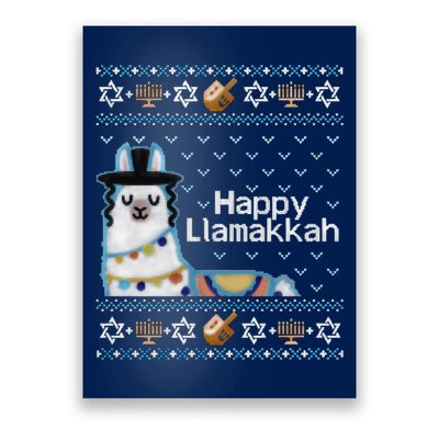 Funny Ugly Hanukkah Sweater, Llama Llamakkah Poster