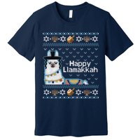 Funny Ugly Hanukkah Sweater, Llama Llamakkah Premium T-Shirt