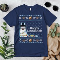 Funny Ugly Hanukkah Sweater, Llama Llamakkah Premium T-Shirt
