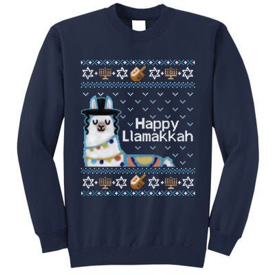 Funny Ugly Hanukkah Sweater, Llama Llamakkah Tall Sweatshirt
