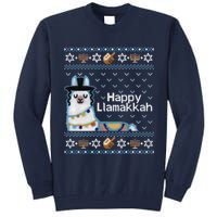 Funny Ugly Hanukkah Sweater, Llama Llamakkah Tall Sweatshirt