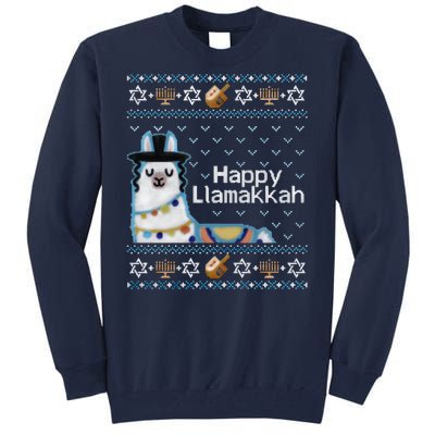 Funny Ugly Hanukkah Sweater, Llama Llamakkah Tall Sweatshirt