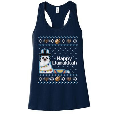 Funny Ugly Hanukkah Sweater, Llama Llamakkah Womens Tank Top