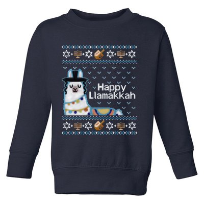Funny Ugly Hanukkah Sweater, Llama Llamakkah Toddler Sweatshirt