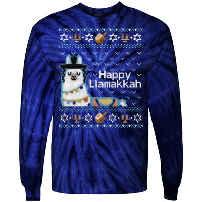 Funny Ugly Hanukkah Sweater, Llama Llamakkah Tie-Dye Long Sleeve Shirt