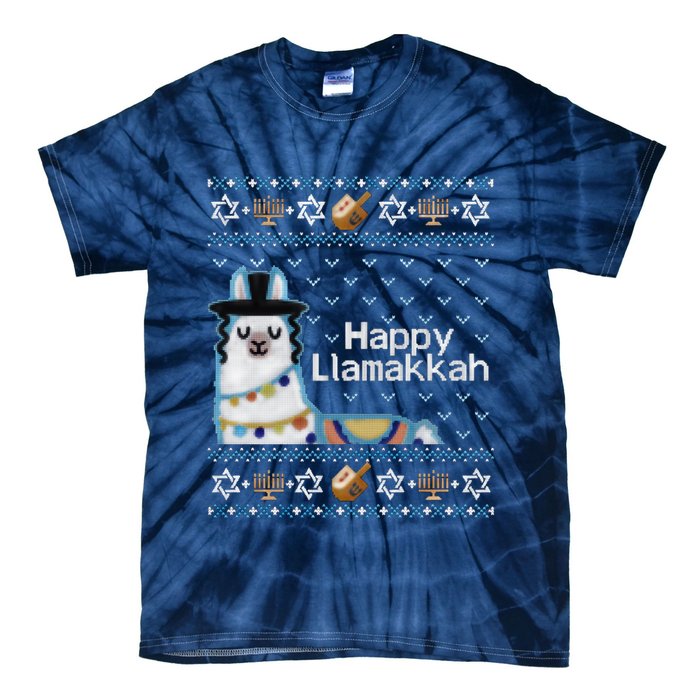 Funny Ugly Hanukkah Sweater, Llama Llamakkah Tie-Dye T-Shirt