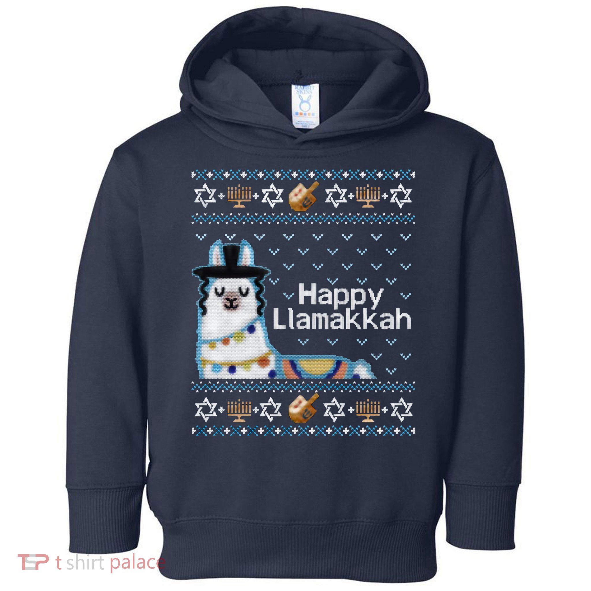 Funny Ugly Hanukkah Sweater, Llama Llamakkah Toddler Hoodie