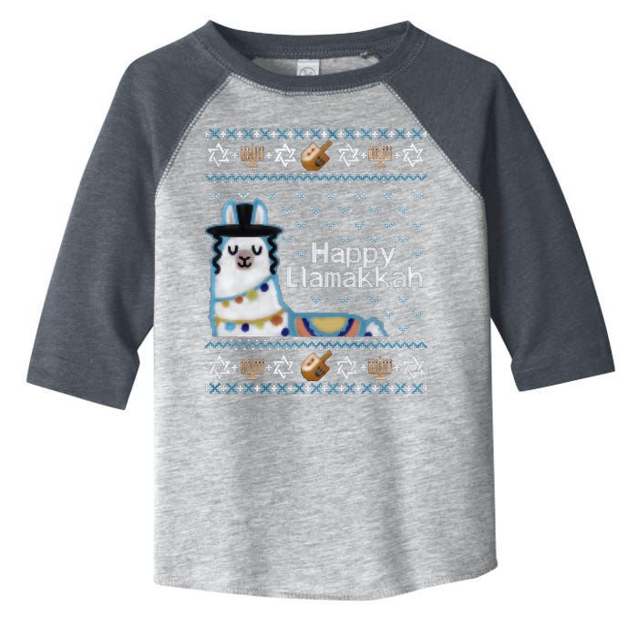 Funny Ugly Hanukkah Sweater, Llama Llamakkah Toddler Fine Jersey T-Shirt