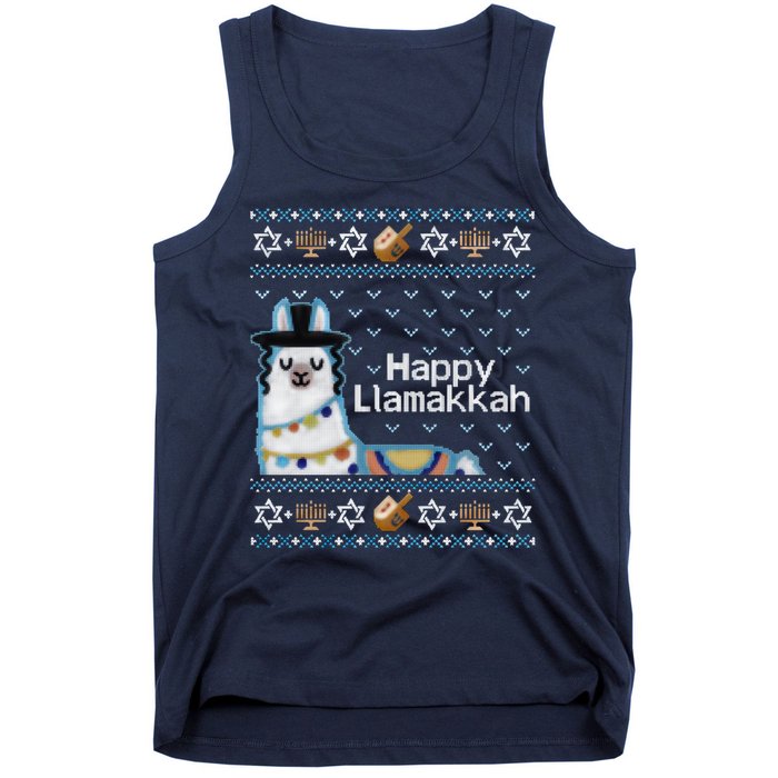 Funny Ugly Hanukkah Sweater, Llama Llamakkah Tank Top
