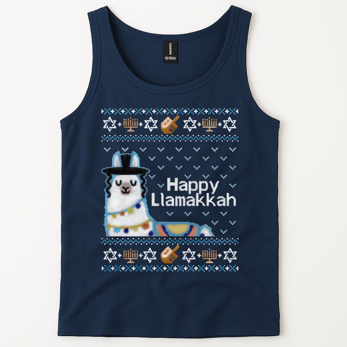 Funny Ugly Hanukkah Sweater, Llama Llamakkah Tank Top