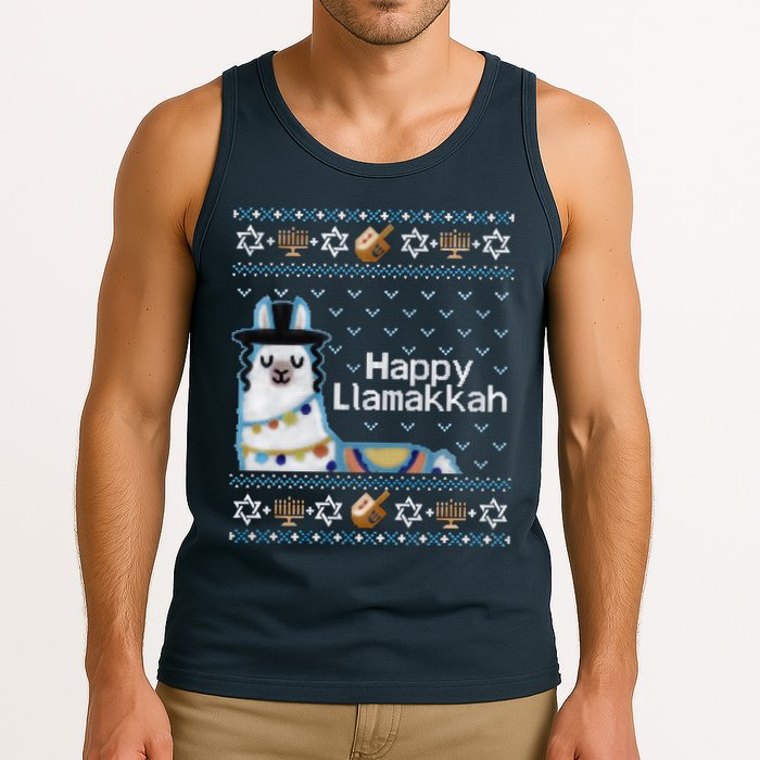 Funny Ugly Hanukkah Sweater, Llama Llamakkah Tank Top