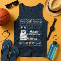 Funny Ugly Hanukkah Sweater, Llama Llamakkah Tank Top