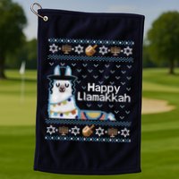 Funny Ugly Hanukkah Sweater, Llama Llamakkah Golf Towel