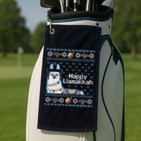 Funny Ugly Hanukkah Sweater, Llama Llamakkah Golf Towel
