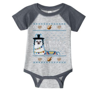 Funny Ugly Hanukkah Sweater, Llama Llamakkah Infant Baby Jersey Bodysuit