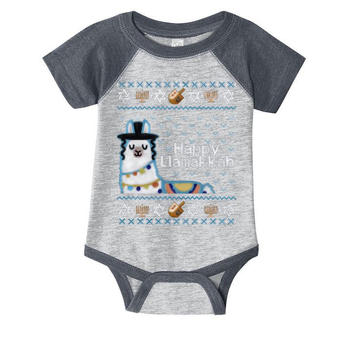 Funny Ugly Hanukkah Sweater, Llama Llamakkah Infant Baby Jersey Bodysuit