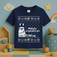 Funny Ugly Hanukkah Sweater, Llama Llamakkah Toddler T-Shirt