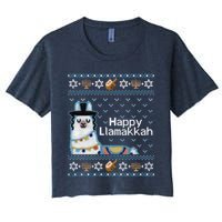 Funny Ugly Hanukkah Sweater, Llama Llamakkah Crop Top