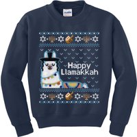 Funny Ugly Hanukkah Sweater, Llama Llamakkah Kids Sweatshirt