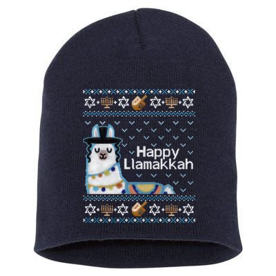 Funny Ugly Hanukkah Sweater, Llama Llamakkah Short Acrylic Beanie