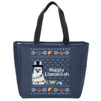 Funny Ugly Hanukkah Sweater, Llama Llamakkah Zip Tote Bag