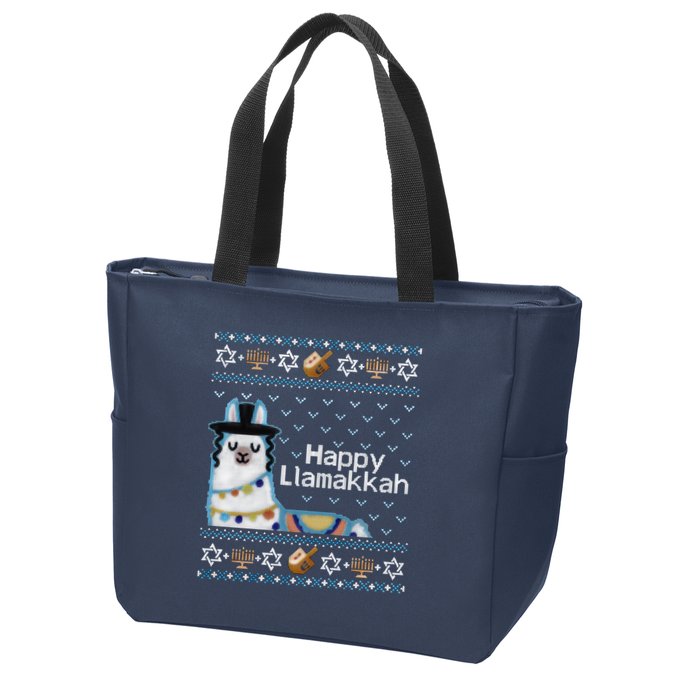 Funny Ugly Hanukkah Sweater, Llama Llamakkah Zip Tote Bag