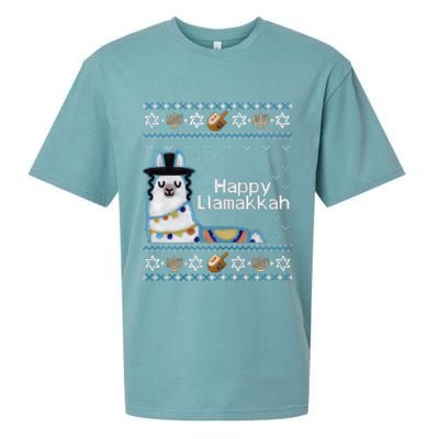 Funny Ugly Hanukkah Sweater, Llama Llamakkah Sueded Cloud Jersey T-Shirt