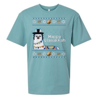 Funny Ugly Hanukkah Sweater, Llama Llamakkah Sueded Cloud Jersey T-Shirt