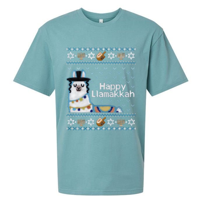 Funny Ugly Hanukkah Sweater, Llama Llamakkah Sueded Cloud Jersey T-Shirt
