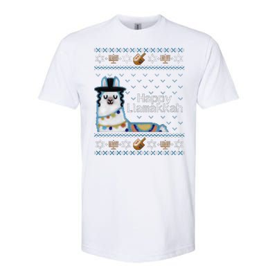 Funny Ugly Hanukkah Sweater, Llama Llamakkah Softstyle CVC T-Shirt