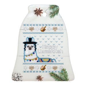 Funny Ugly Hanukkah Sweater, Llama Llamakkah Ceramic Bell Ornament