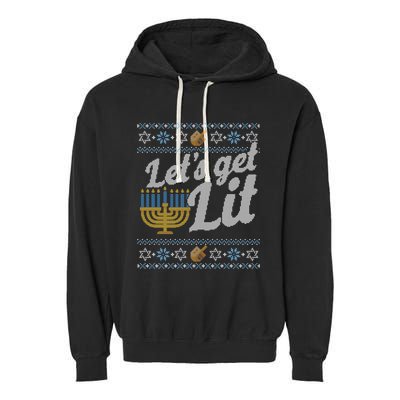 Funny Ugly Hanukkah Sweater Lets Get Litorah Garment-Dyed Fleece Hoodie