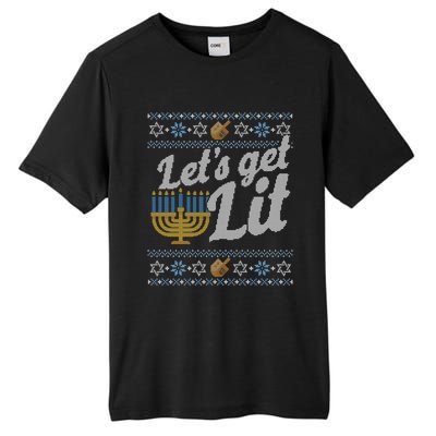 Funny Ugly Hanukkah Sweater Lets Get Litorah Tall Fusion ChromaSoft Performance T-Shirt