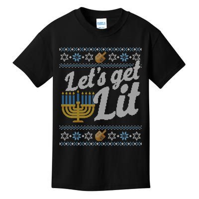 Funny Ugly Hanukkah Sweater Lets Get Litorah Kids T-Shirt