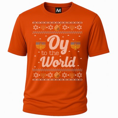 Funny Ugly Hanukkah Sweater Oy To The World Gift Cooling Performance Crew T-Shirt